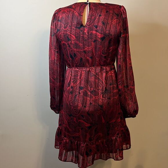 NWT Tommy Hilfiger Red & Black Ruffle Front Dress - Size 2 - Picture 12 of 16